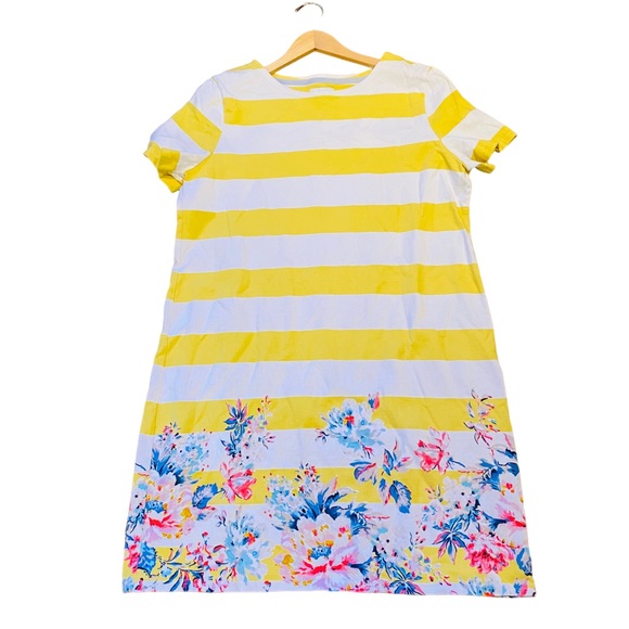Joules Lemon Border Floral Riviera‎ Print Jersey Dress Preppy Yellow - Picture 3 of 9
